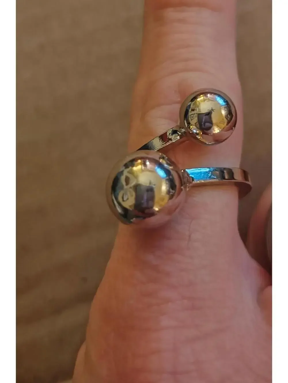 Urban Outfitters Open Double Ball Ring - Silver - NWOT
